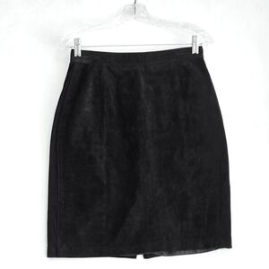 Forenza Skirt Leather Black Faux Vintage Size 10 Lined Pencil